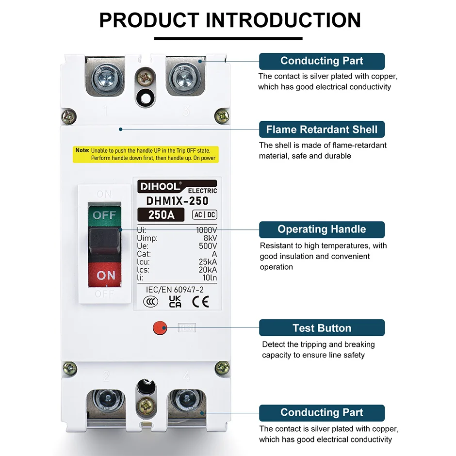 Автоматический выключатель постоянного тока MCCB 500 В 25 ка а фотогальваническая