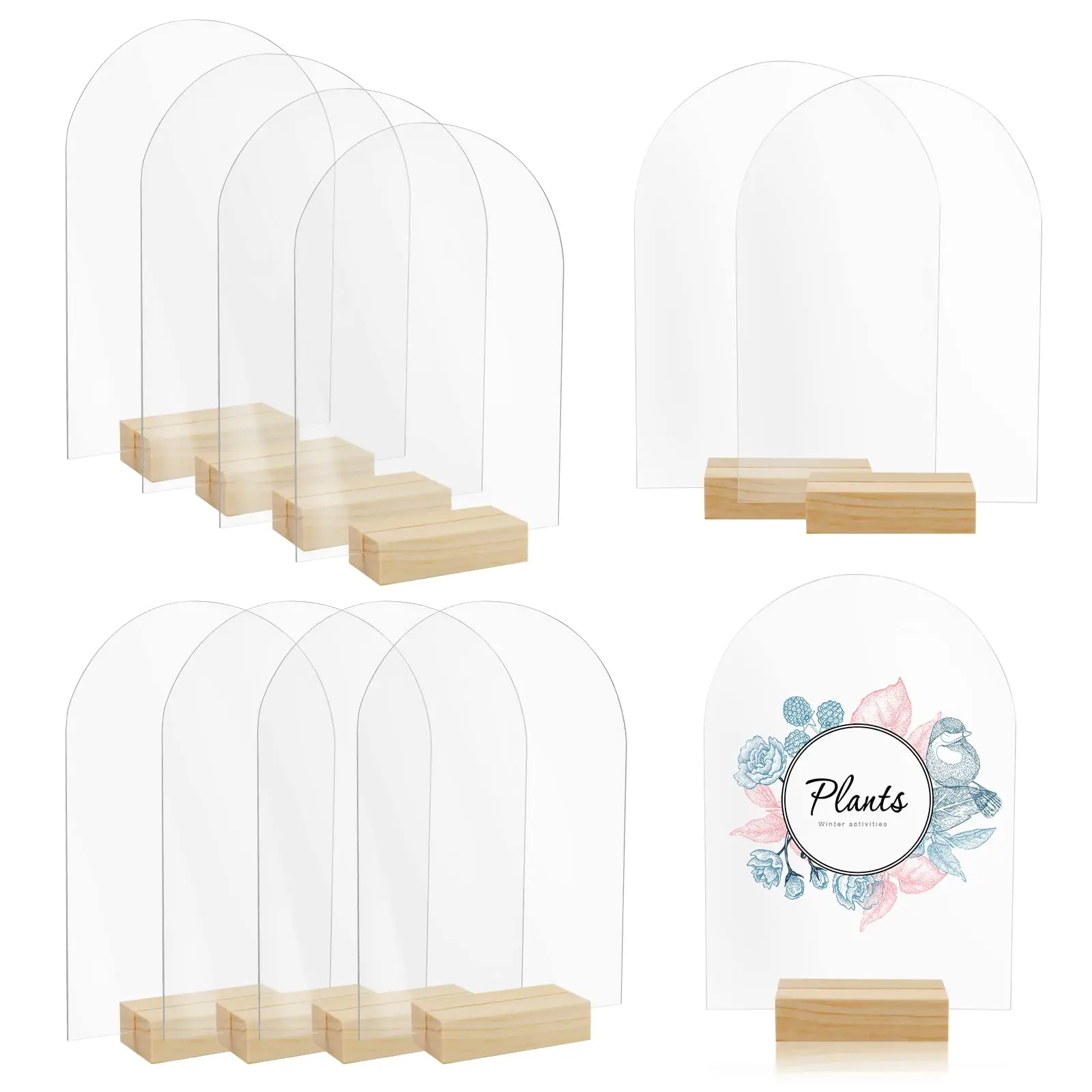 12 шт./набор прозрачные акриловые знаки с деревянной подставкой