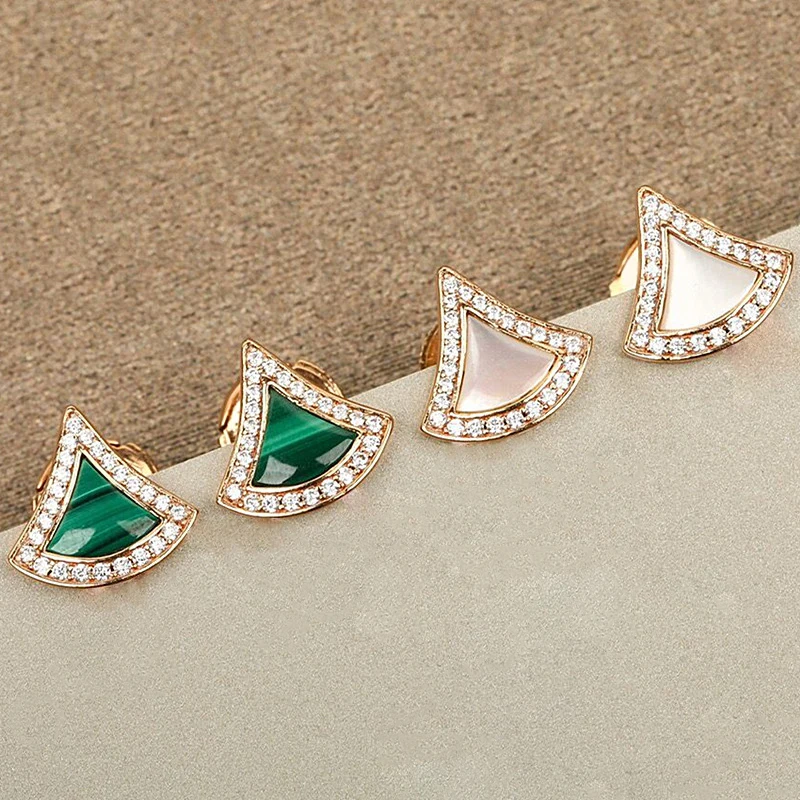 

Модные Роскошные брендовые серьги из розового золота в форме веера с маленькой юбкой для женщин модные изящные элегантные темпераментные высококачественные ювелирные изделия