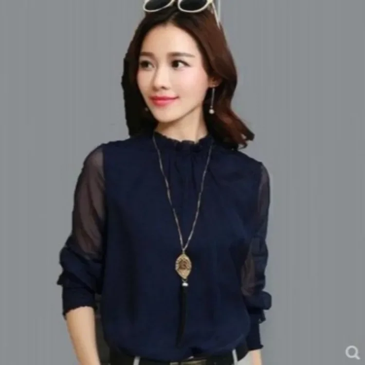 2024 корейский дизайн чувственная миниатюрная шифоновая блузка небольшой