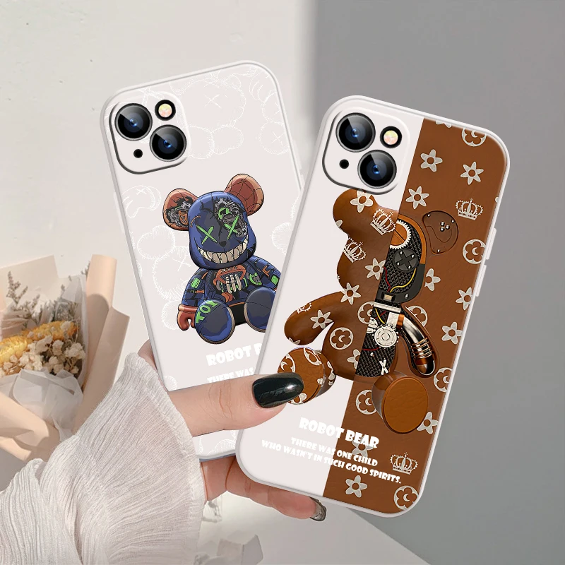 

2022 Cartoon Bear Silicone Phone Case for iPhone 12 Pro Max 11Pro X Xs Xr 7 8 Plus 13 Mini Soft Full Lens Protection Cover