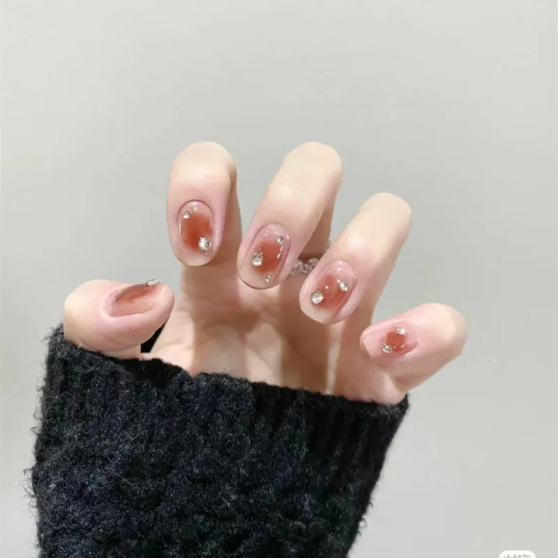 

Fake Nails Patches Pink Candy Color Press on Nails Women Wearable Nail Art Stickers Full Finished False Nails 24pcs