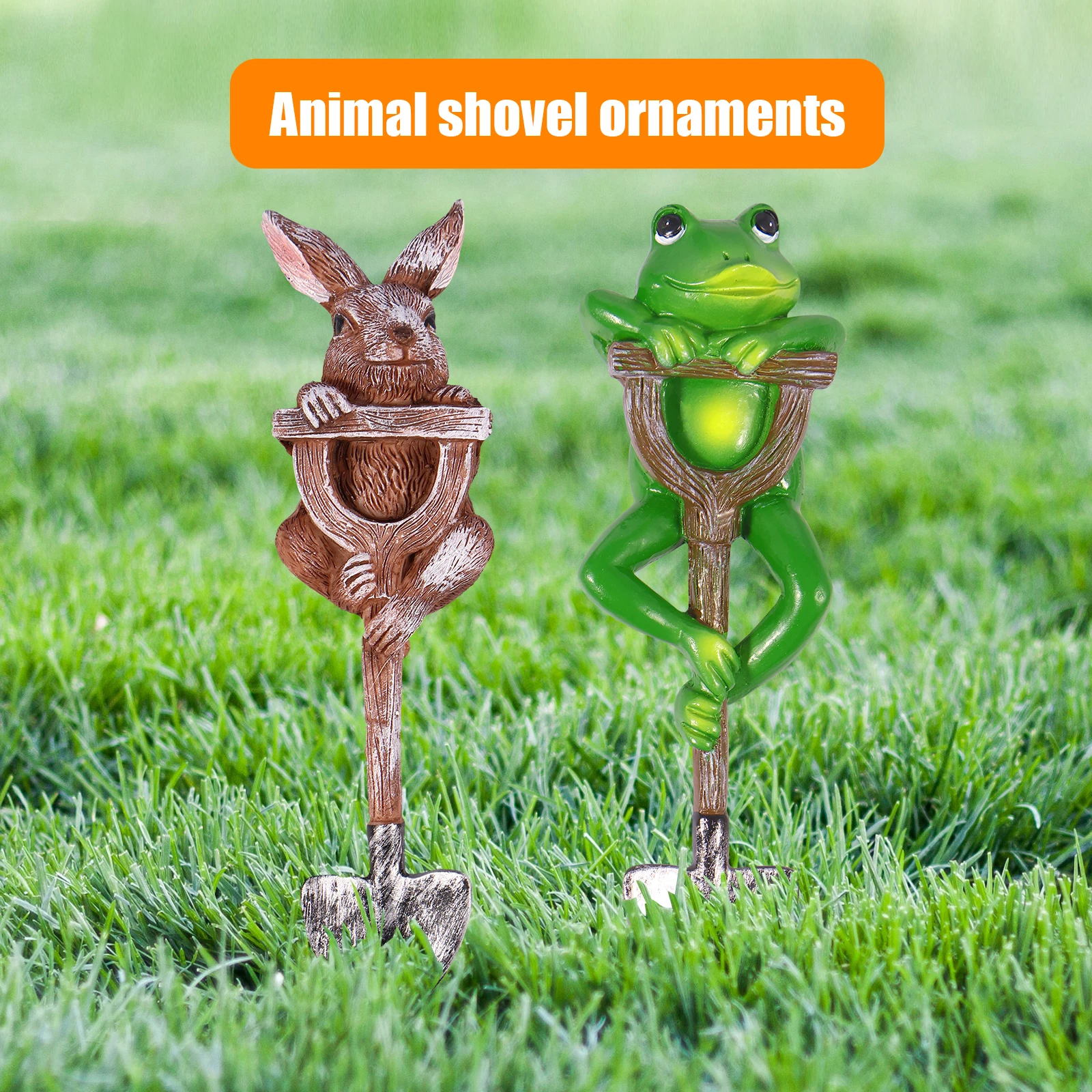 

Frog Garden Decoration Garden Rabbit Statue with Shovel Funny Outdoor Decoration Frog Resin Rabbit Sculpture Animal Ornament for