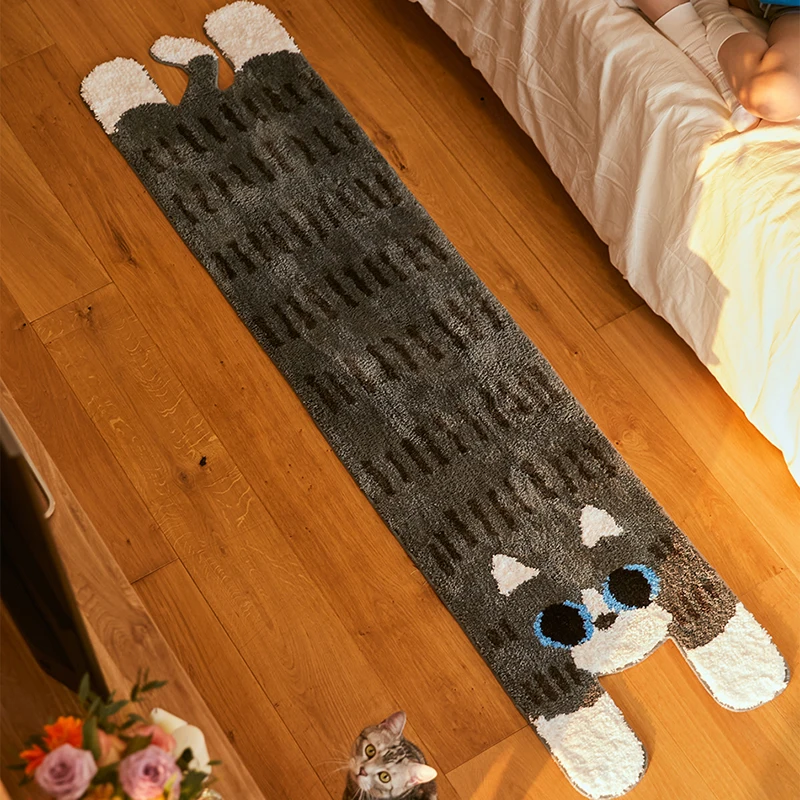

Милый прикроватный коврик с котом, мягкий длинный мультяшный ковер для детской спальни, коврик, напольный коврик, домашняя комната, зимний теплый Декор