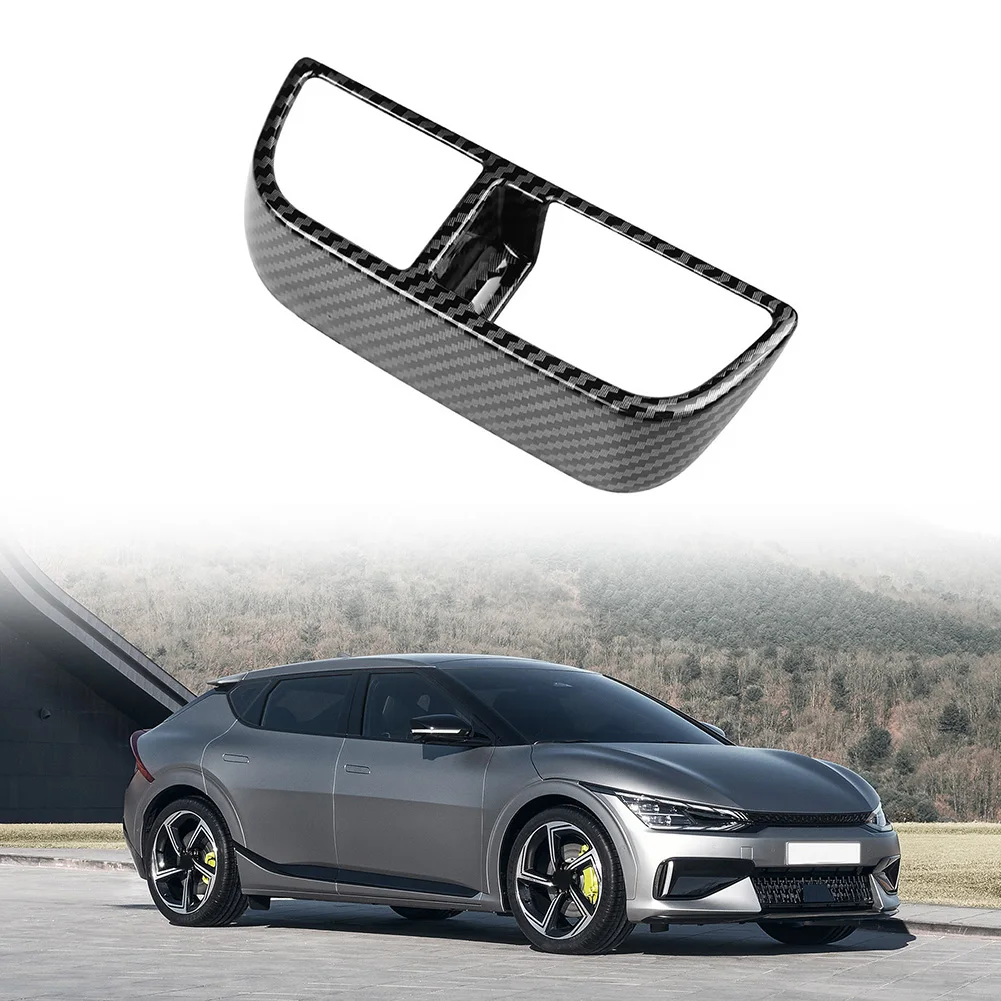Carbon Fiber Black For Kia EV6 2022 2023 ABS Interior Headlight Adjustment Cover Trim 1pcs Interior Accessories