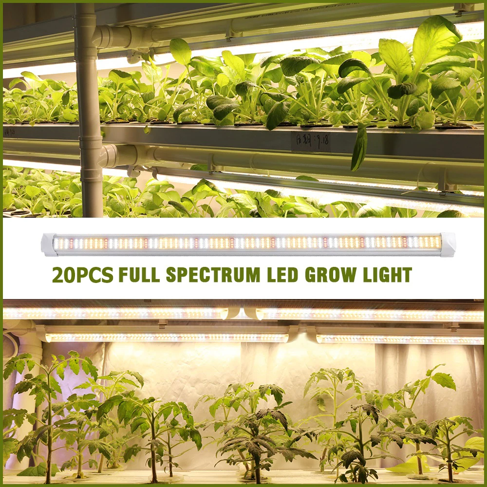 

20pcs/lot 60cm T8 Tube LED Grow Light Bars Warm Full Spectrum Plant Lamp for hydroponics seedlings vegs cultivo greenhouse