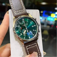 2023 new pilot mens luxury watch multifunctional quartz chronograph movement 41mm diameter leather strap luminous hand sports