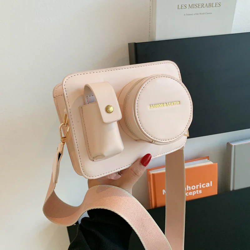 

Camera Shape Shoulder Bags 2021 New Wide Handles Shoulder Bag Luxury PU Leather Crossbody Handbag Female Handbags