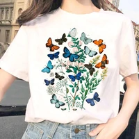 watercolor butterfly tree print tshirts womens clothing white funny t shirt femme summer fashion short sleeve t shirt female