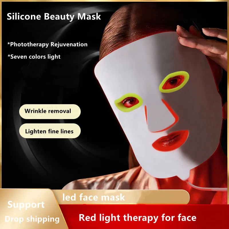 Anti Aging Led 7 Colors Led Face Mask Light Therapy Tighten Skin Rejuvenation Light Therapy For Face Toning Device Beauty Salon