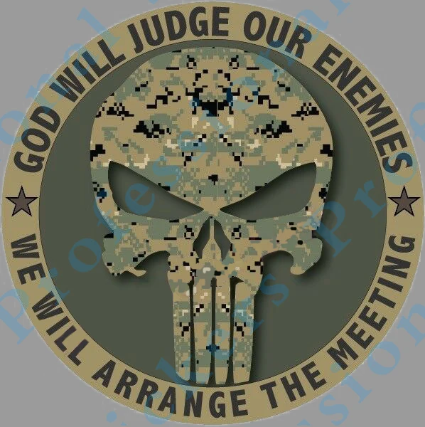 Череп Бог будет судить нашу клизму Decalss военный камуфляж наклейки для автомобиля