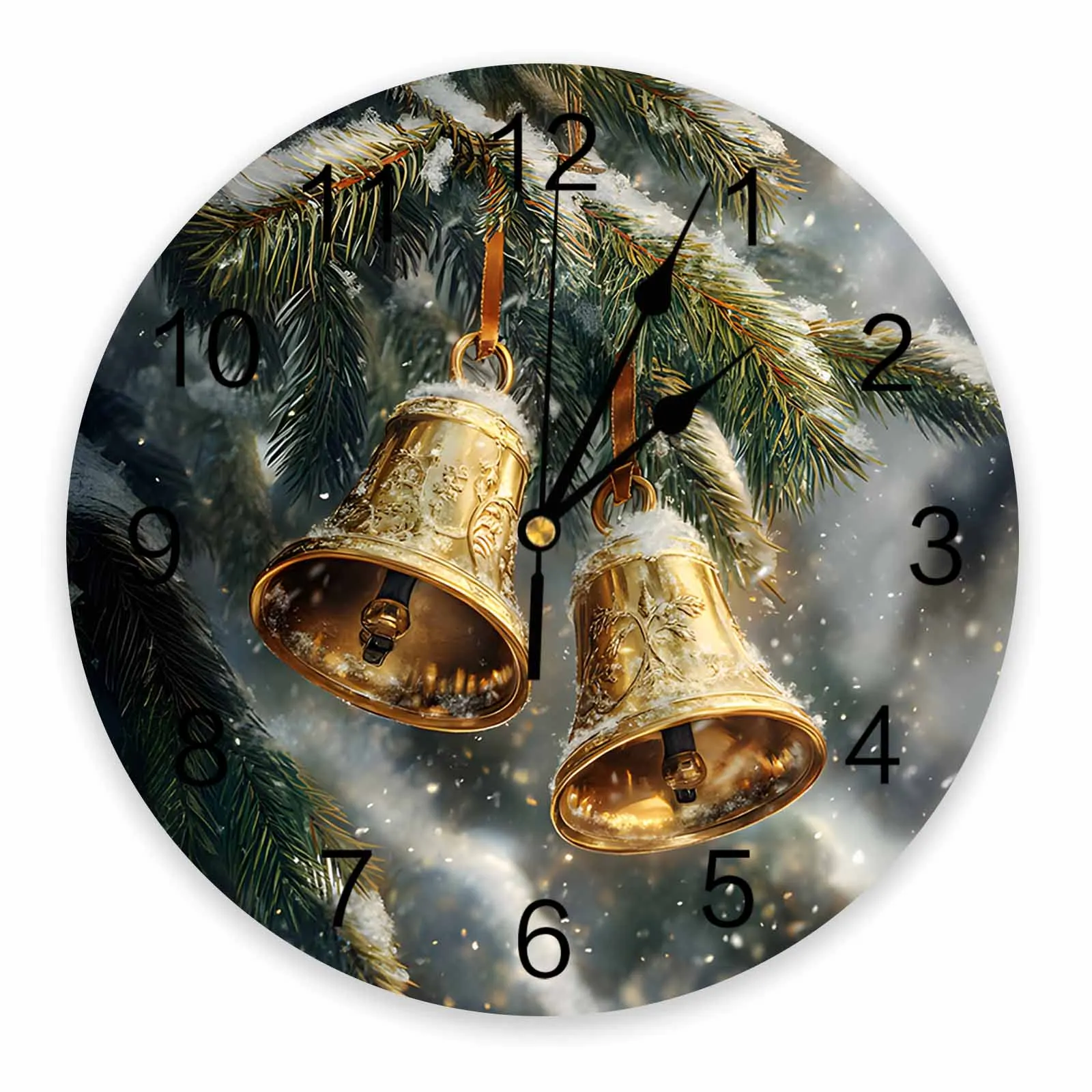 Настенные часы с рождественской сосновой елкой снежным колокольчиком большие