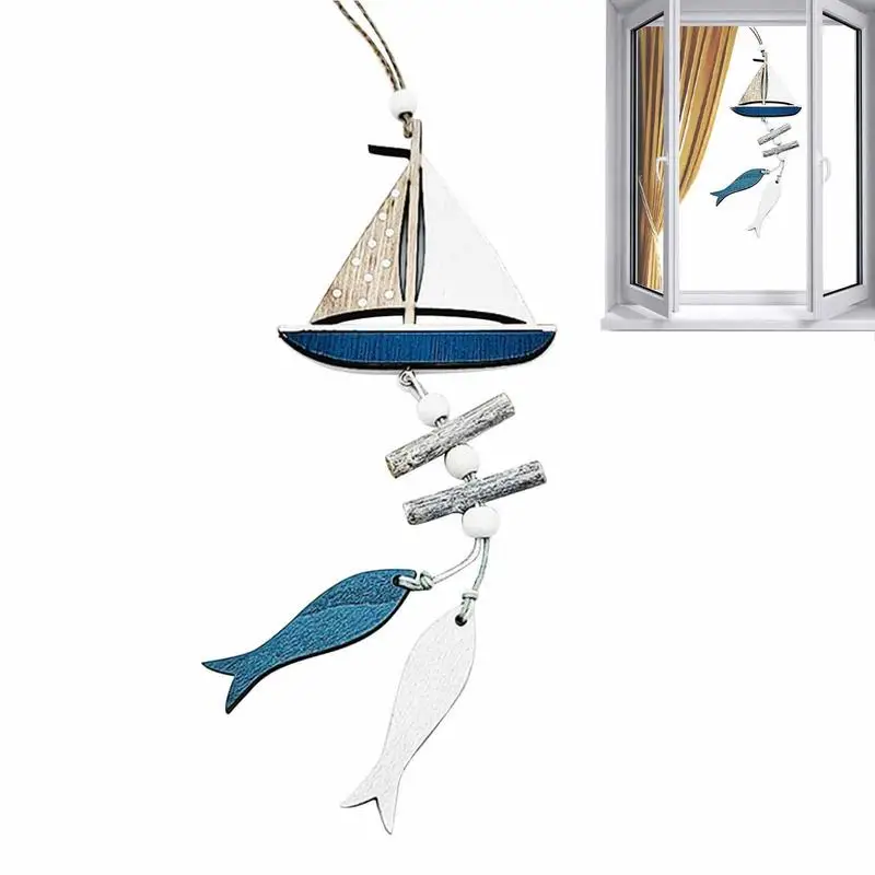 

Wind Chimes Yard Garden Ocean Wind Crafts Small Fish Boat Windchimes Hanging Decorations Kids Room Decoration