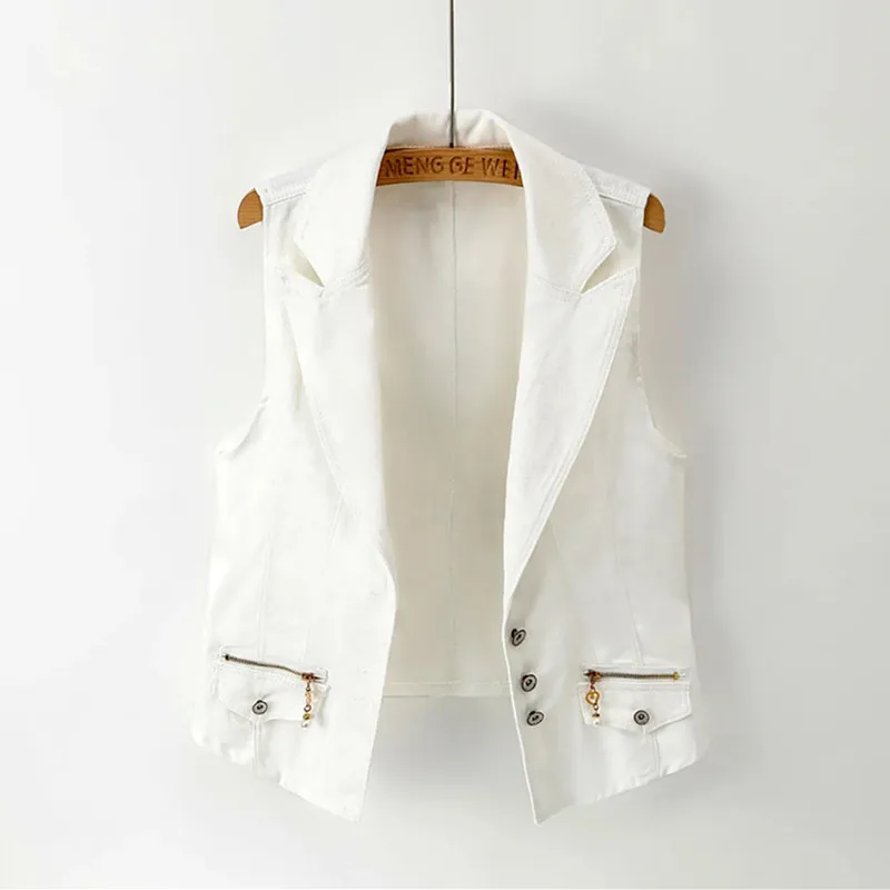 

2023 New Denim Vest Women Jacket Coat Korean Spring Autumn Sleeveless Denim Jeans Vest Waistcoats Cowboy Tops Outerwear Female