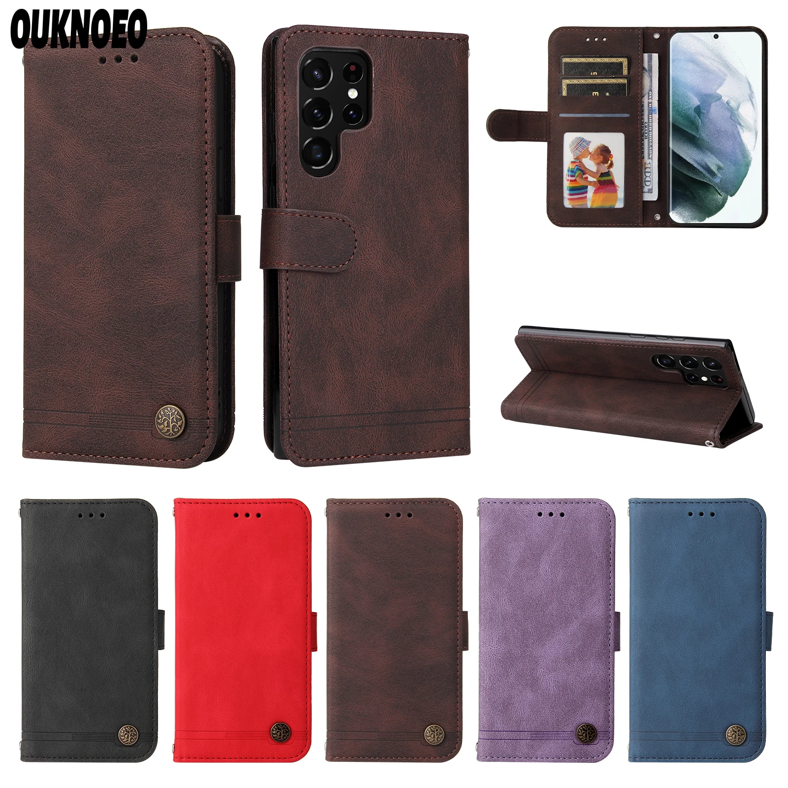 

Luxury Frosted Leather Case For Samsung Galaxy S30 S22 S21 S20 Ultra Plus FE S10 S9 S8 Plus Note20 Ultra Flip Wallet Phone Case