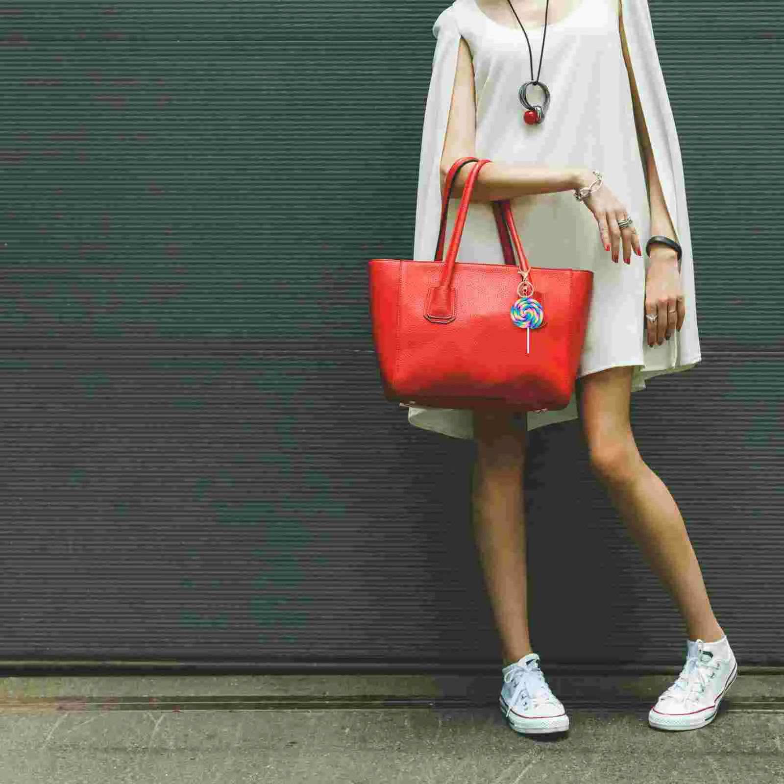 

Keychain Lollipop Key Pendant Keyrings Metal Clay Charm Charms Candy Handbag Polymer Rainbow Ring Colorful Party Year New Funny