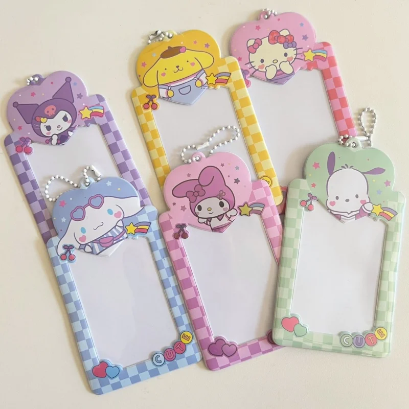 

Kawaii Sanrio Cardcase Cute Hellokittys Kuromi My Melody Cinnamoroll Cartoon Id Protective Case Hanging Toys for Girls Gifts