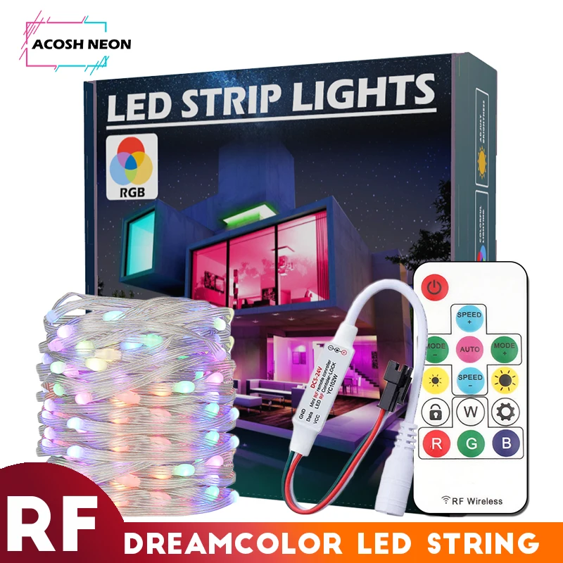 Waterproof Usb Led Fairy String With 14Keys RF Remote Color Changing Addressable RGBIC LED Lighting Night Lights for Room Home