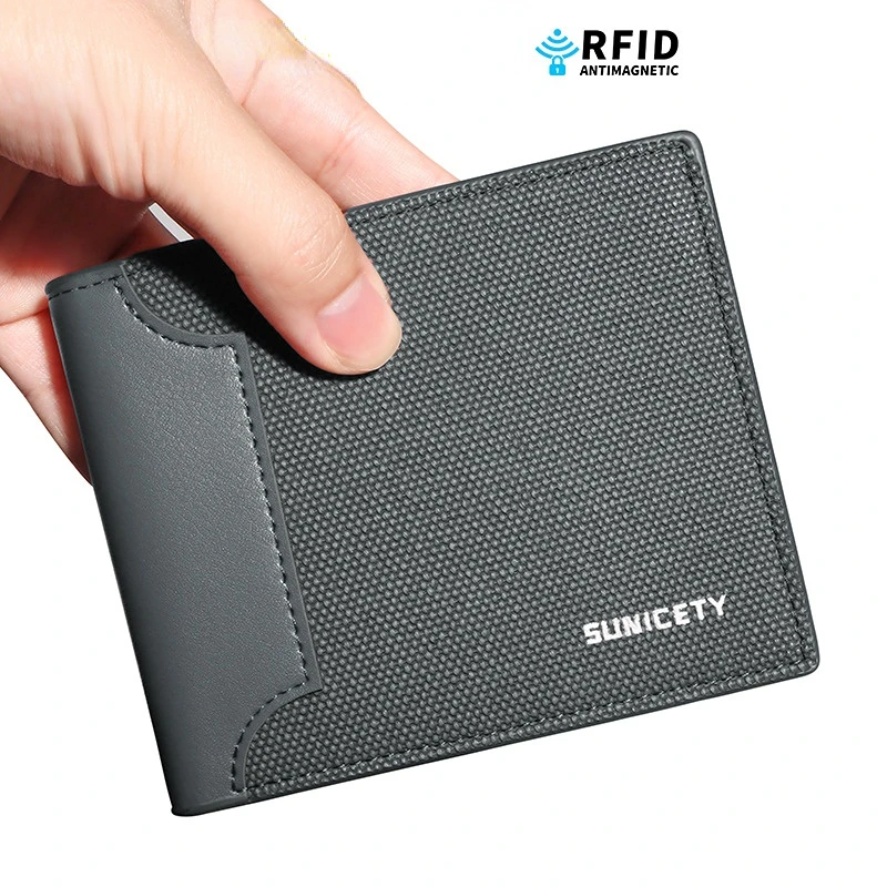 Мужской кошелек, модный горизонтальный короткий кошелек для карт, женский холщовый кошелек на молнии, Мужской многофункциональный кошелек с защитой от кражи и ударов