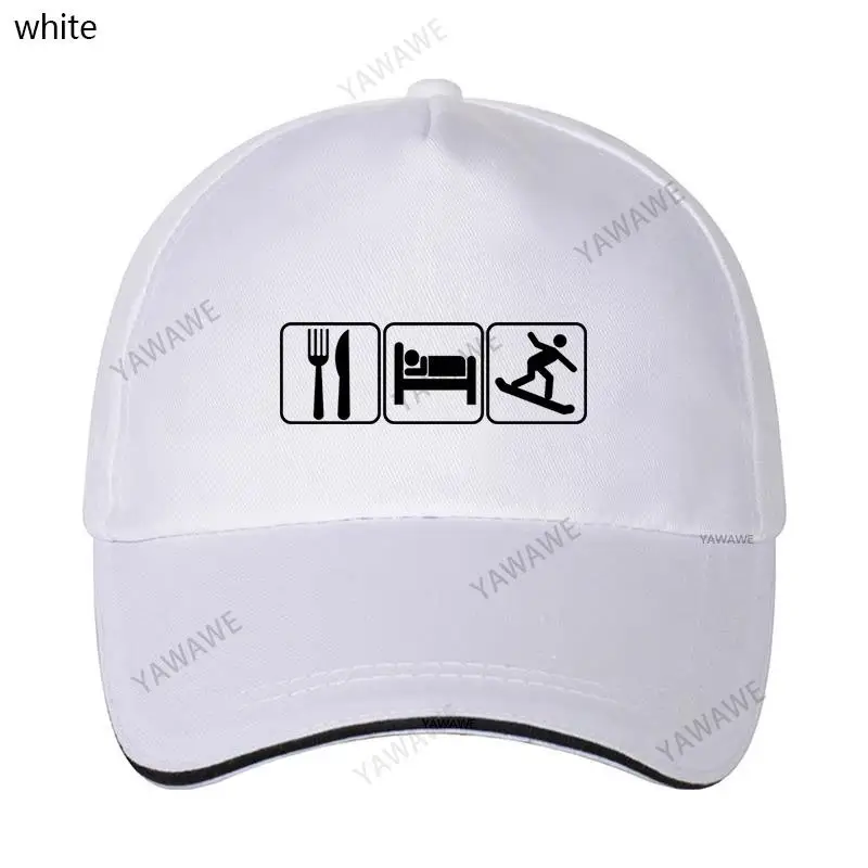 

Black Casual Boys Printed Fish caps Eat Sleep Ski logo Fashion yawawe print Unisex Snapback hats Summer Solid Sunhat