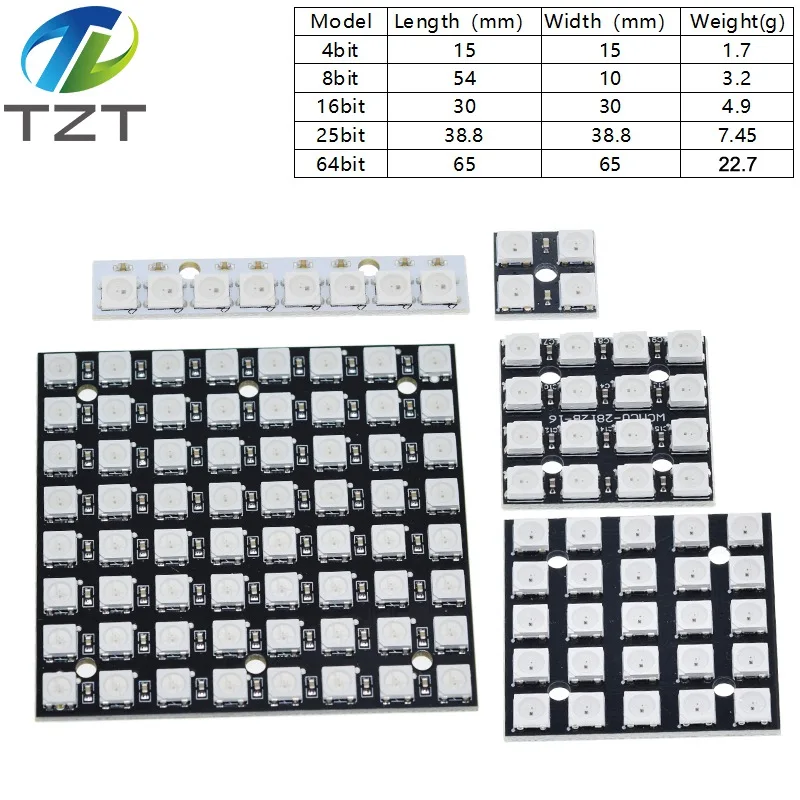 Модуль светодиодной панели WS2812 WS2812B WS 2811 5050 RGB 4 8 12 16 каналов 5 В 1 бит 24 Радужный