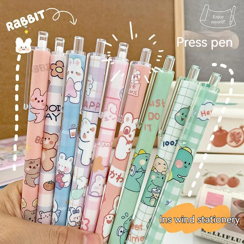 

24pcs Cute Gel Pen Cartoon Creative Stationery Pens 0.5mm Black Girl Heart Student Writing Supplies Signature Pen School Gifts