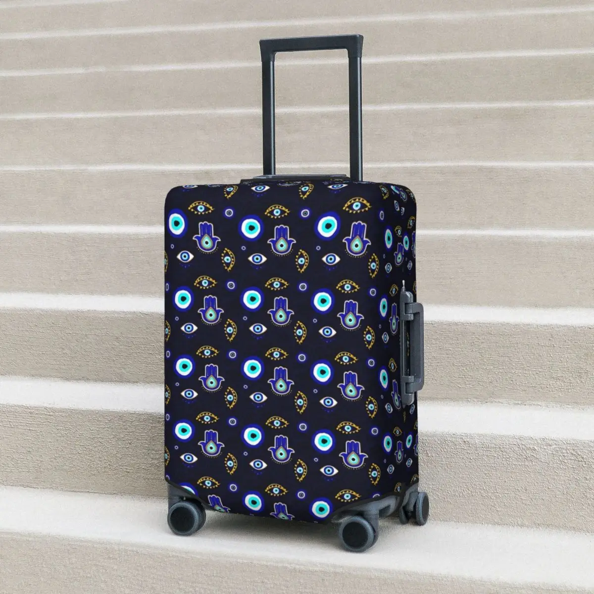 

Hamsa Hand Suitcase Cover Evil Eye Print Practical Cruise Trip Protector Luggage Supplies Flight