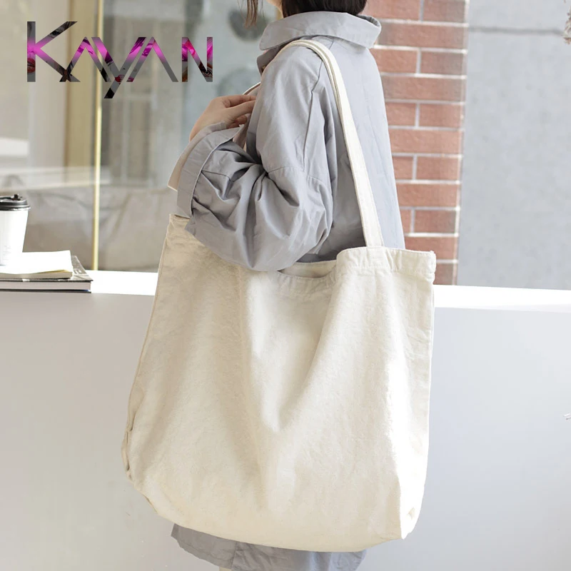 

Causal Korean Women Canvas Bag Simple Solid Color Fashion Trend Shoulder Bag Large Capacity Ladies Shopping Tote Bag