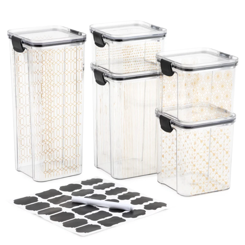 

10 pcs Food Storage Containers clear containers and lids Set of 5 Black white