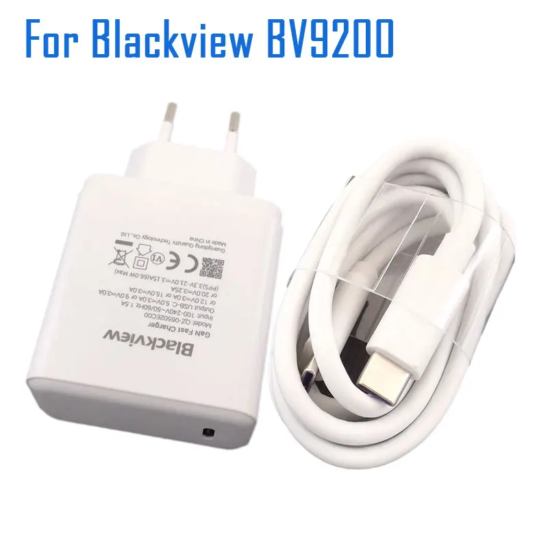 

New Original Blackview BV9200 GaN Fast Charger EU Plug Travel Adapter TPYE-C USB Cable Data Line For Blackview BV9200 Smartphone