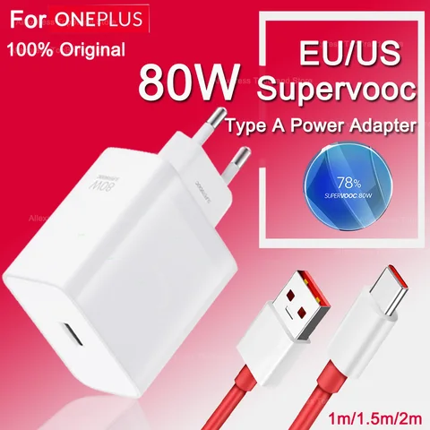 Зарядное устройство Oneplus Оригинальный адаптер Supervooc 80 Вт Type-A Кабель для сверхбыстрой зарядки 100 Вт Тип C One Plus 13 10 Pro 11 Nord CE 3 CE3