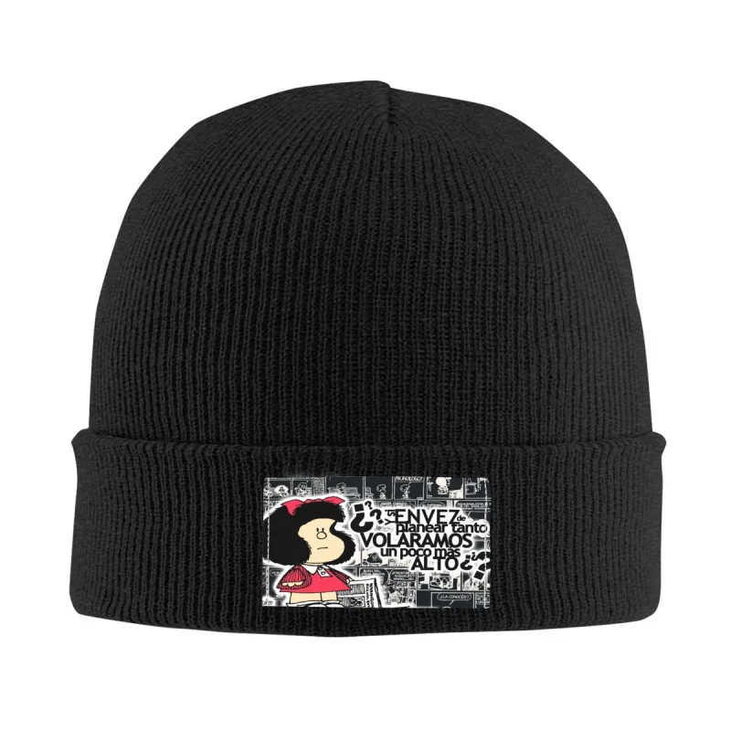 

Mafalda Cartoon Quino Skullies Beanies Caps For Men Women Unisex Fashion Winter Warm Knit Hat Adult Comic Anime Manga Bonnet Hat