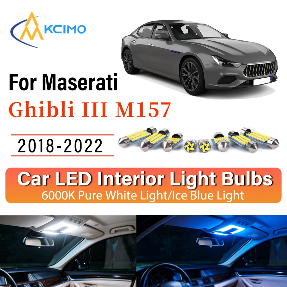 Фото Комплект внутреннего освещения для Maserati Ghibli III M157 2018-2022: светодиодные лампы для освещения салона, карты, дверей, багажника и номерного знака №1
