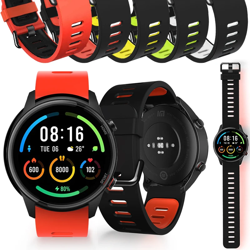 

Ремешок двухцветный для смарт-часов Xiaomi Huami Amazfit PACE, силиконовый спортивный браслет для Mi Watch Color 2 Mi S1 Active Correa
