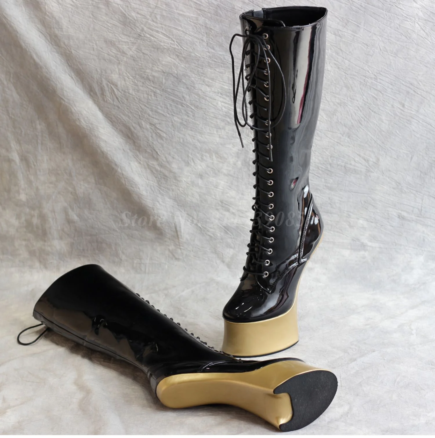 7Inch Hoof High Heel Long Boots Fancy Ponyplay Bootfetish Horse Heelless Platform Knee High Boots Size 46 Stripper Dancing Shoes