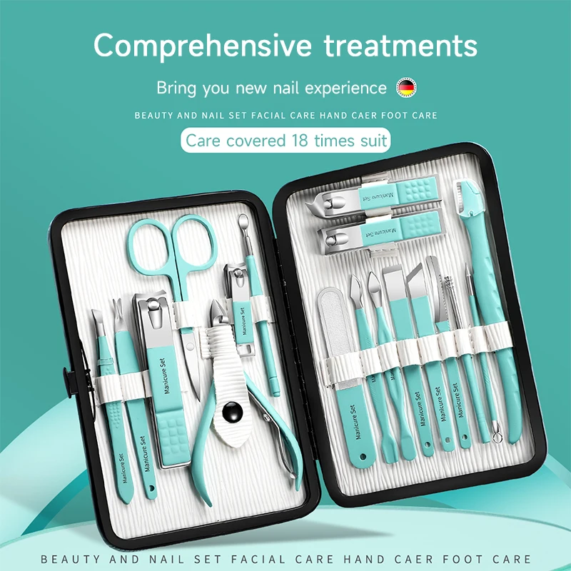 

CMGF 18Pcs Manicure Set Professional Nail Clippers Kit Pedicure Care Tools- Stainless Steel Women Grooming For Travel or Home