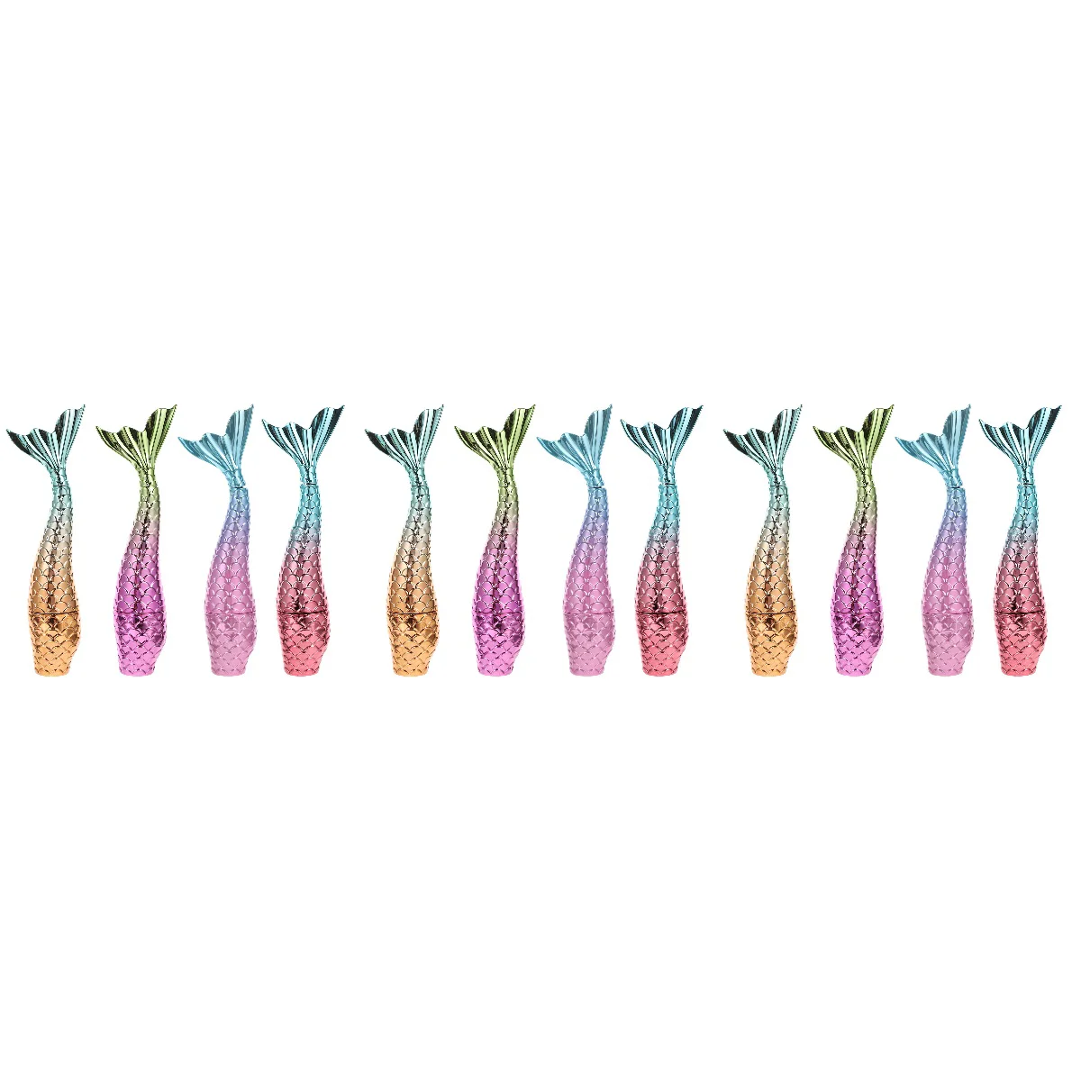 

12 Pcs Mermaid Lip Gloss Tube Balms Bottle Lipstick Container Holder Glossy Plastic DIY Miss Mini Tubes