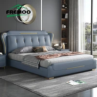 1 8m double bed ltalian minimalist solid wood fabric bed high quality lit 2 personnes villa furniture cama de casa