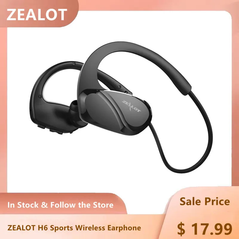 

ZEALOT H6 беспроводные наушники IPX67 водонепроницаемые спортивные Bluetooth наушники HiFi стерео гарнитура для бега Складная с микрофоном