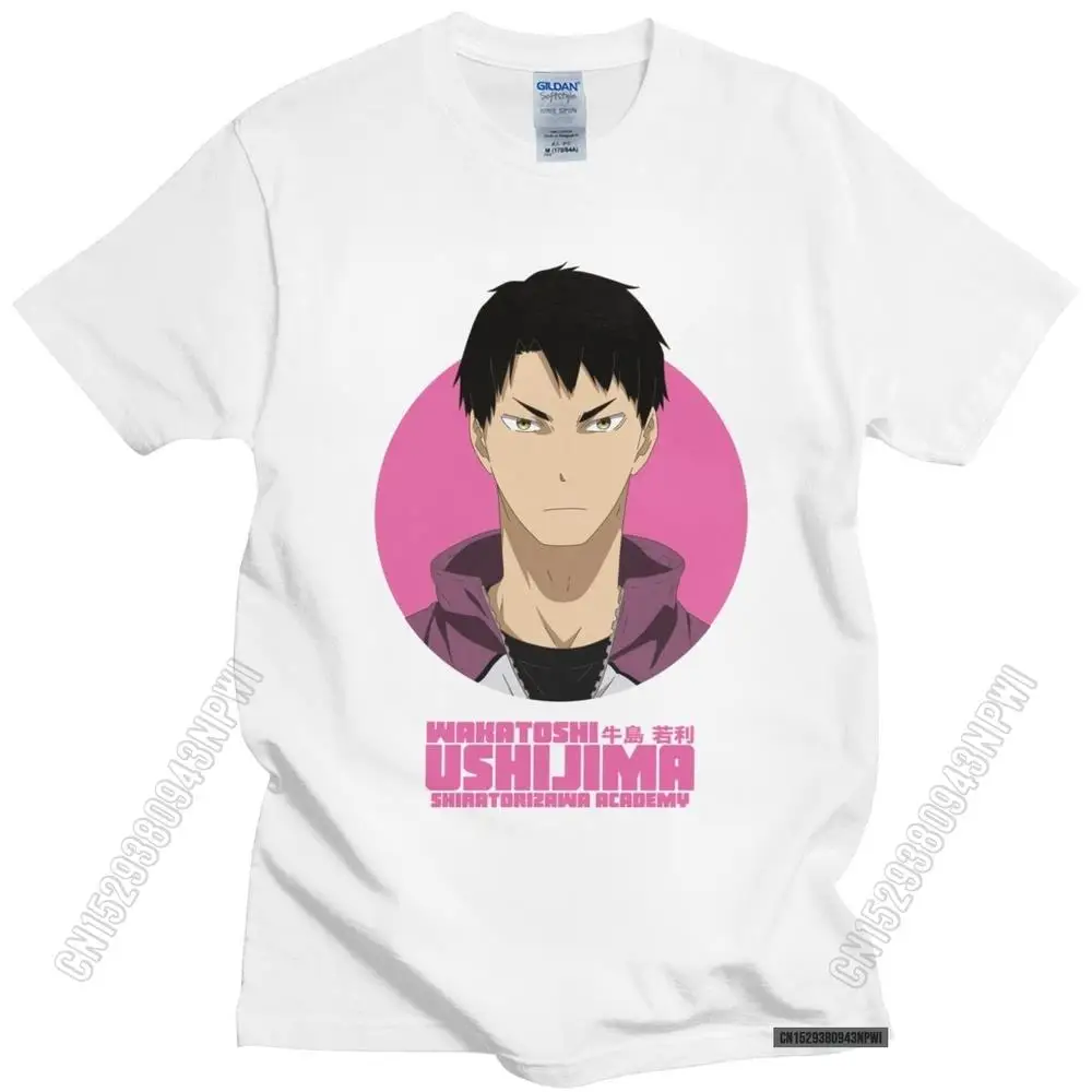 Ushijima Wakatoshi Mens T Shirt Pure Cotton Anime Manga Volleyball Haikyuu Tees Summer T-Shirt Merch Gift