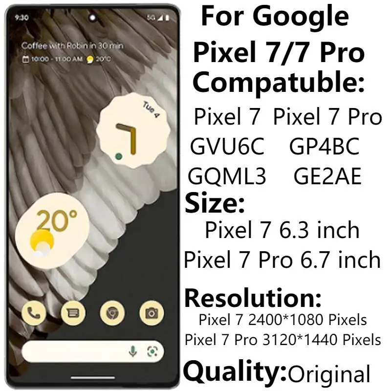 

6,7 "Оригинальный ЖК-дисплей с рамкой Google Pixel 7 Pro GP4BC 6,3" Google Pixel 7 GVU6C