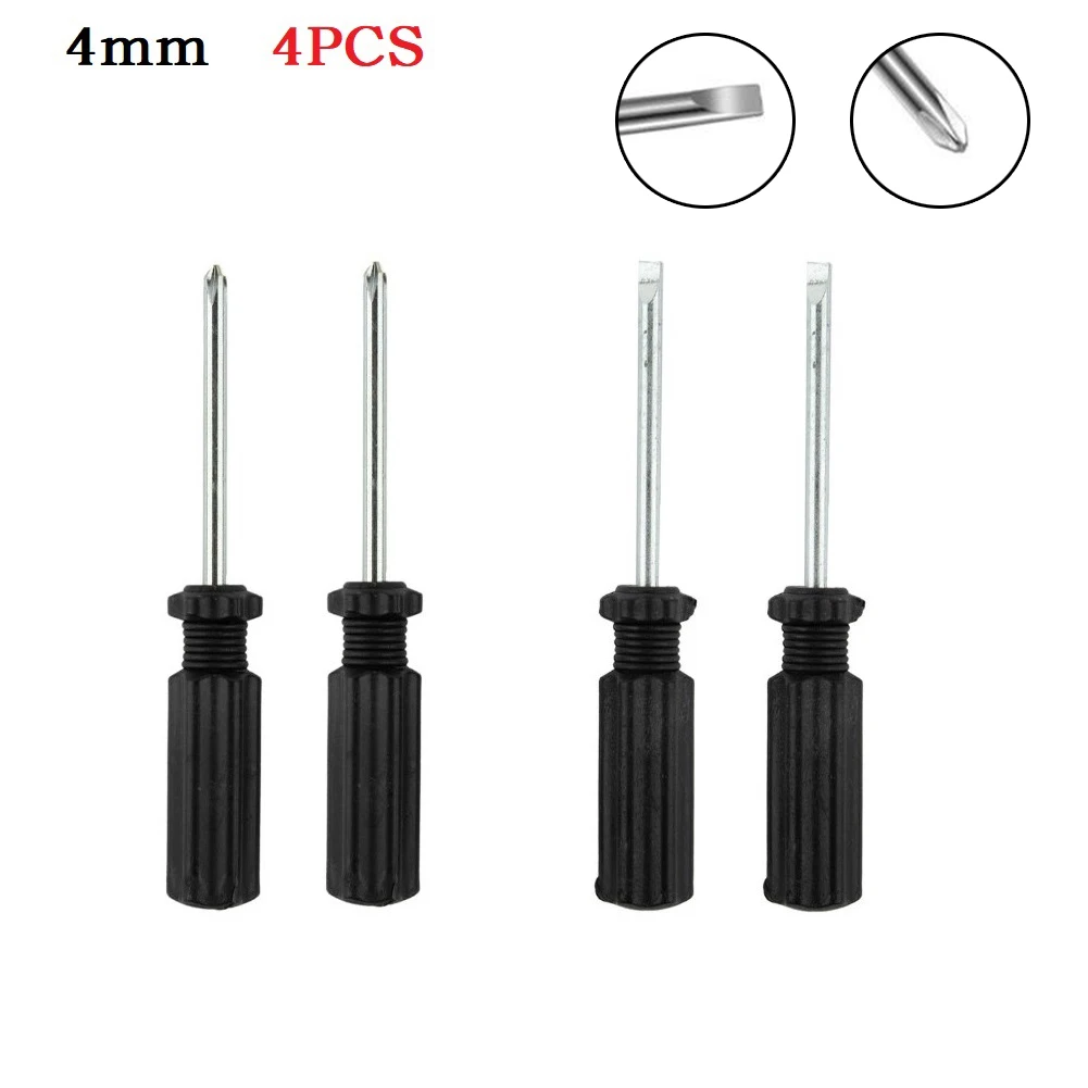 

2pcs Mini Screwdriver Slotted Phillips Cross Head 4mm Screwdriver Furniture Toy Home Appliance Disassembly Maintenance Tool