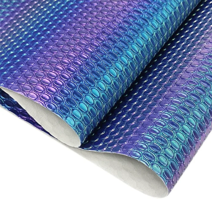 

46x135cm Holographic Embossed Iridescent Ellipse PU Fabric Leather Sheets Faux Leather for Crafts Making Earrings Bows Sewing