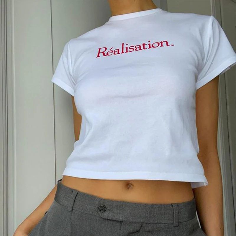 Женская футболка в готическом стиле, с коротким рукавом и пупком