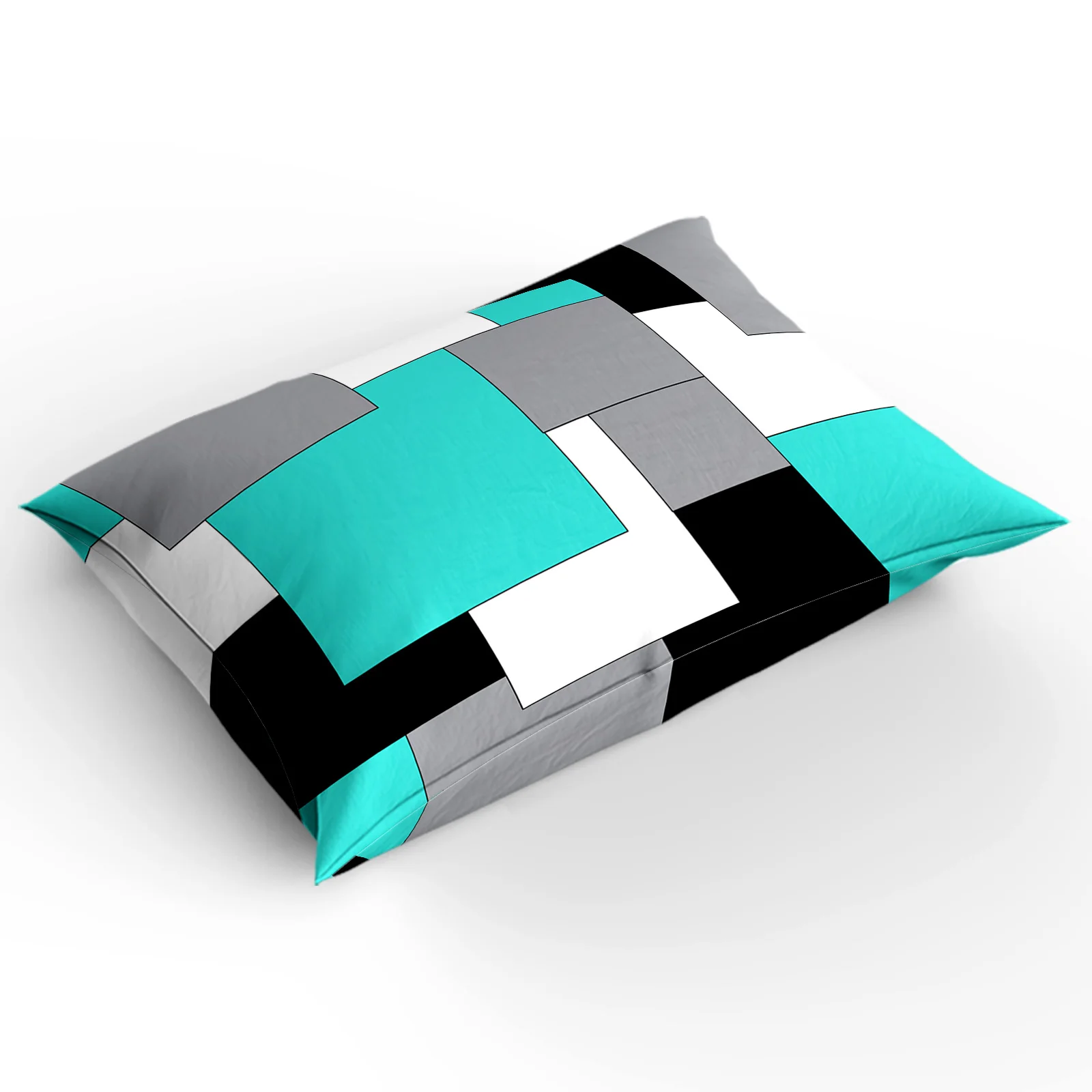 Aqua Turquoise Black Grey Color Blocks Comfortable Household Goods Bedroom Bed Luxury Duvet Cover 2/3/4 Pieces | Дом и сад