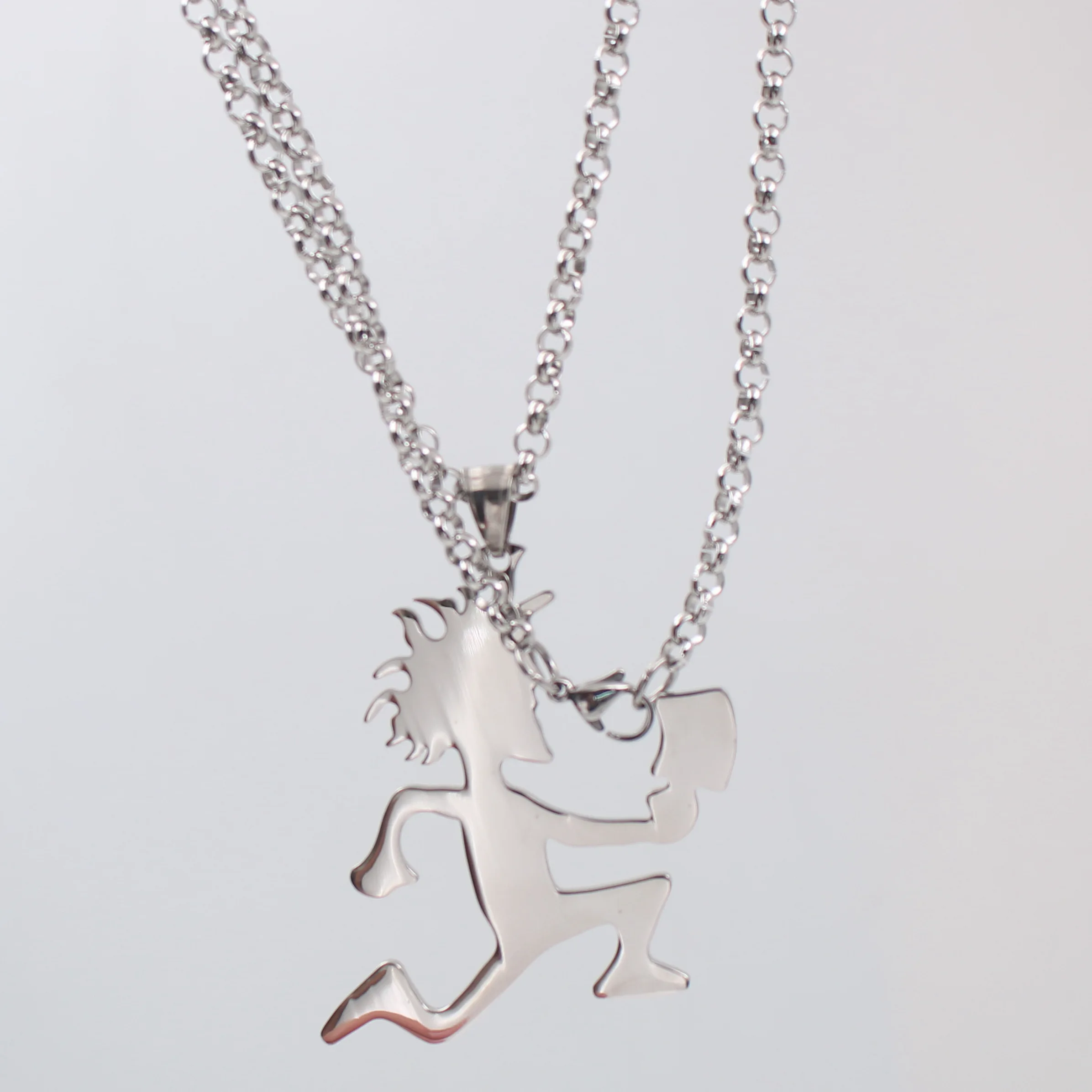 Silver Juggalo Hatchetman Charm Stainless Steel ICP Hatchet Man Pendant Necklace 4mm24'' Chain |