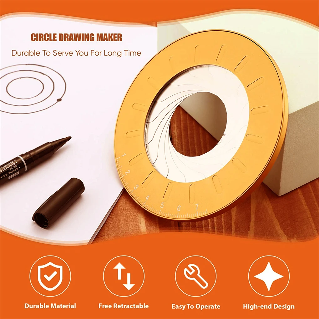 

Round Circle Ruler Stainless Steel Circular Drawing Tool Designer