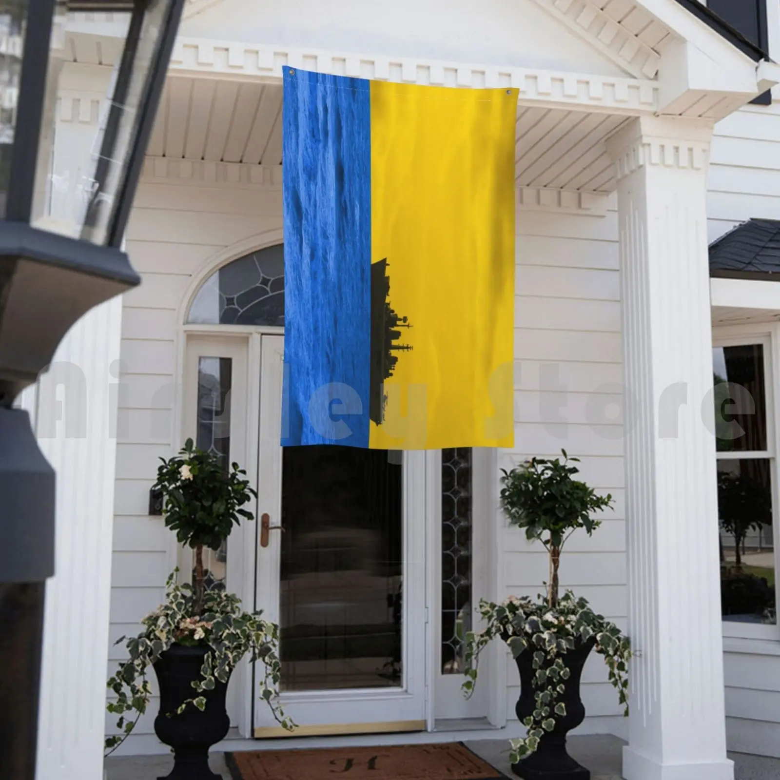 Уличный декоративный флаг на закате Автомобильный желтый синий ковчег