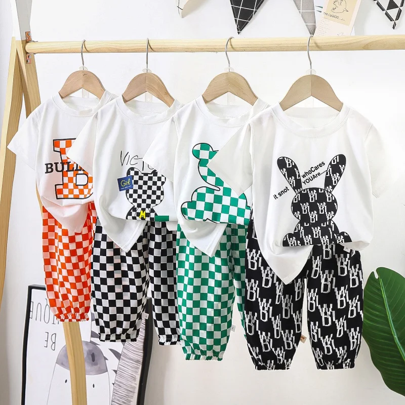 

2Pcs Summer Kids Clothing Sets Baby Boys Girl Bear Cartoon Cotton Short Sleeve T-Shirt Shorts 2pcs Tracksuits Child Loungewear