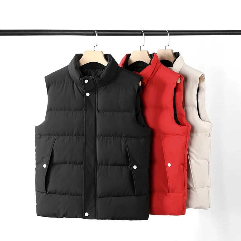L-8XL Большой жилет зимняя мужская повседневная хлопковая куртка однотонная